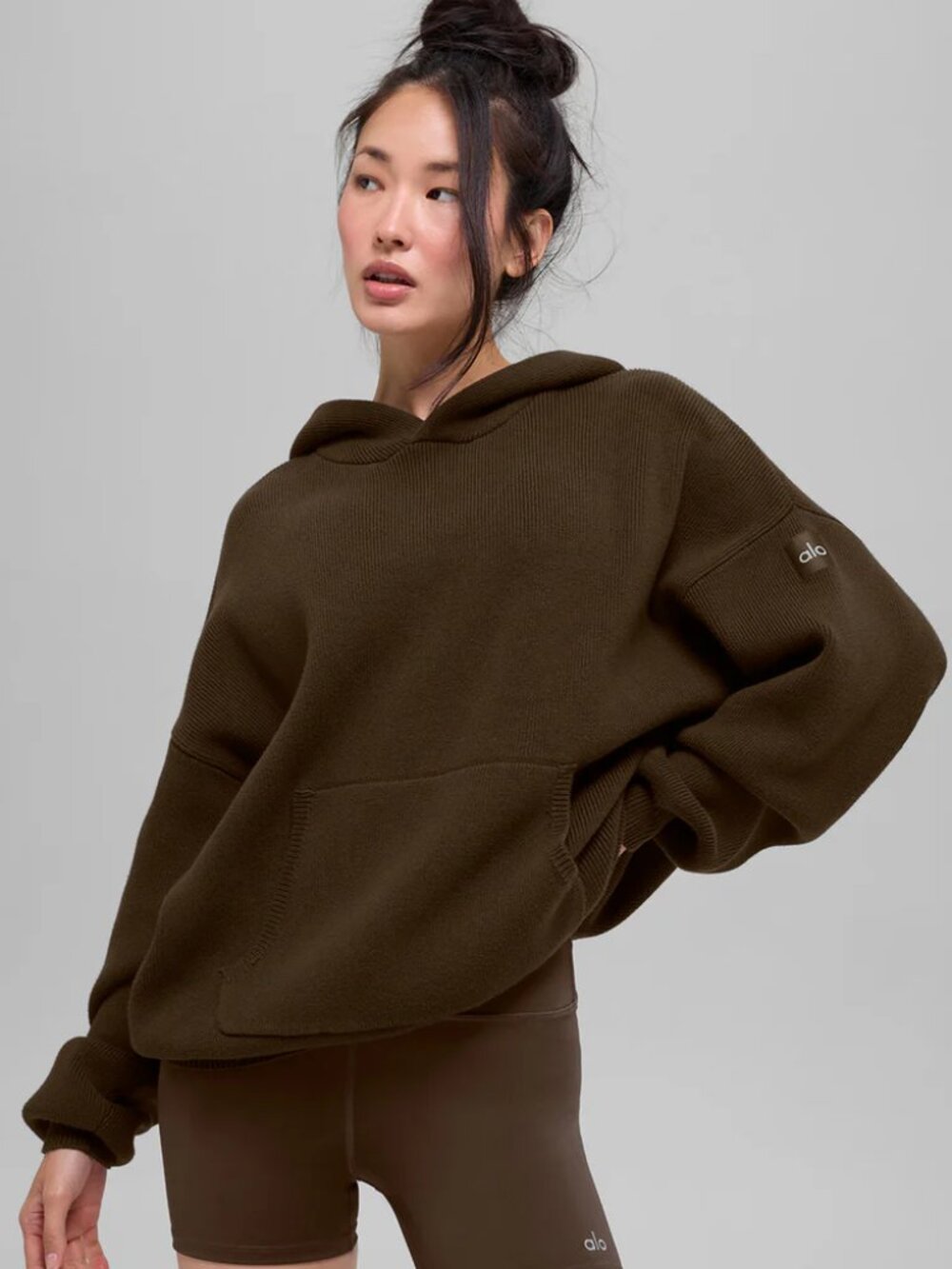 ALO Scholar Hooded Sweater, Espresso, size M